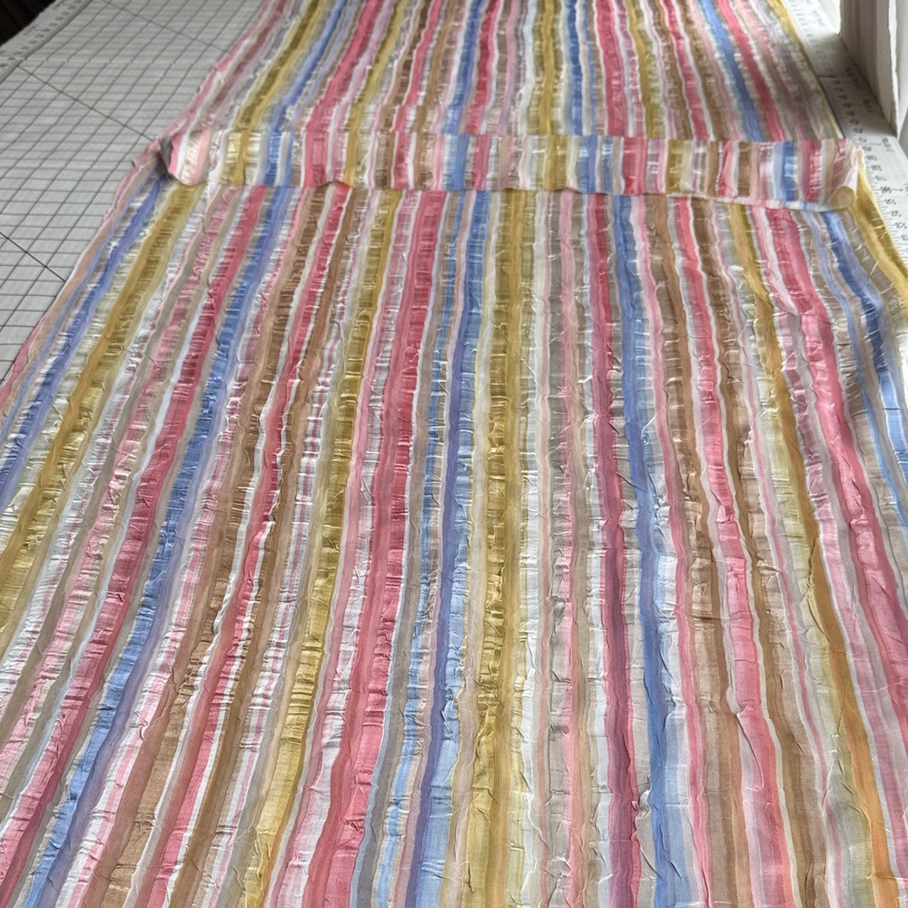Vintage Crinkle Stripe Fabric – 3 Yards x 54” – Pastel Sheer Plissé – Silk Look - Picture 2 of 15